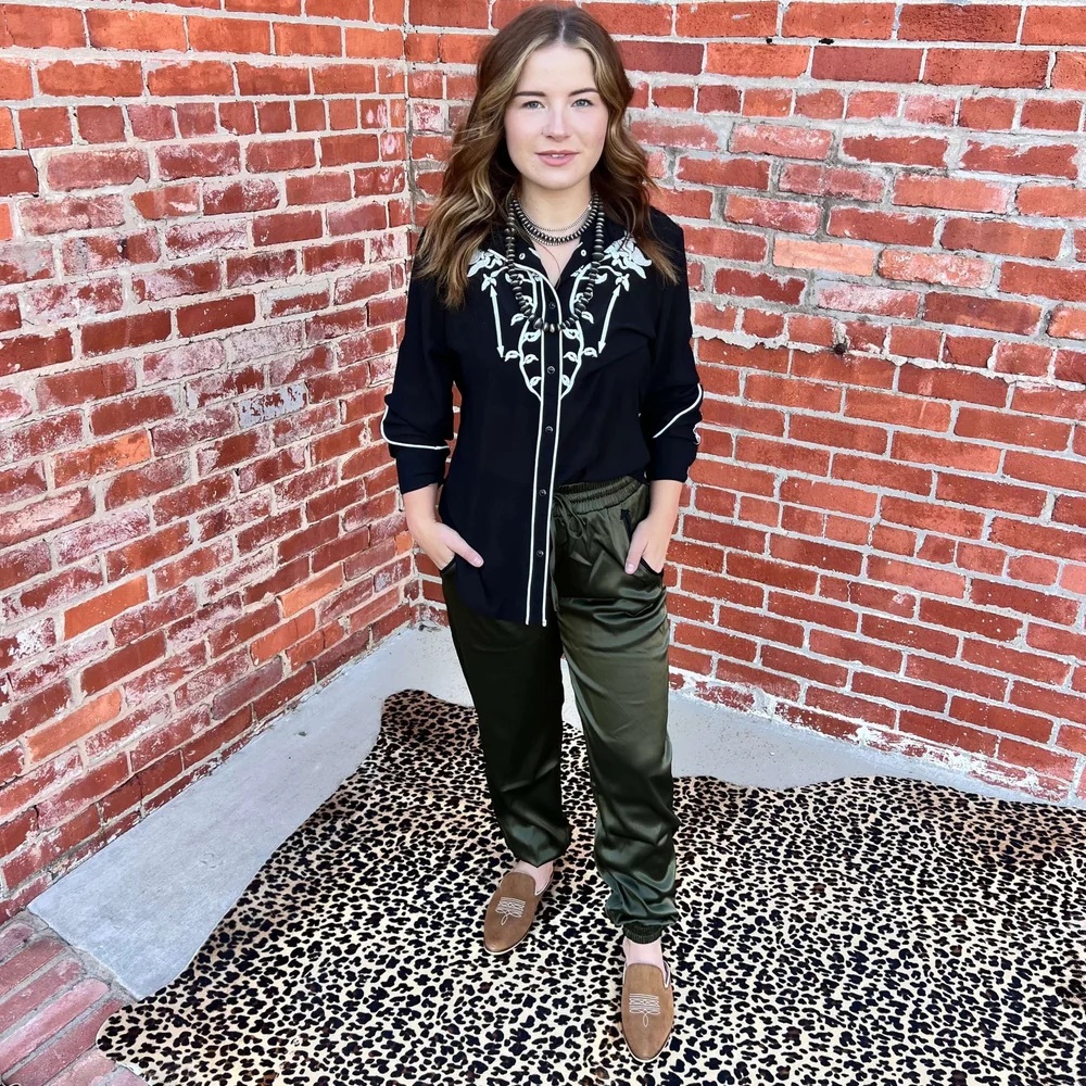 Embroidered Black Blouse